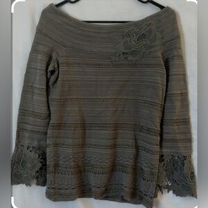 INC, Women’s Olive Green lace detail blouse, Size M